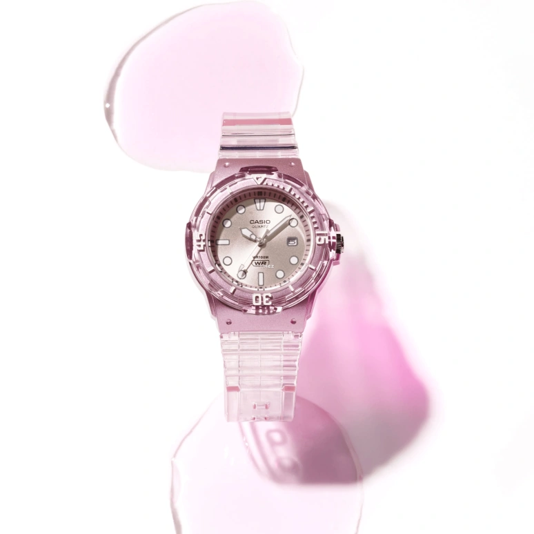 Casio,POP 38.90x34.20mm,38.90x34.20mm,Resin,Pink,Quartz,Day,Plexi,Glass,LRW200HS,LRW200HS-4EV