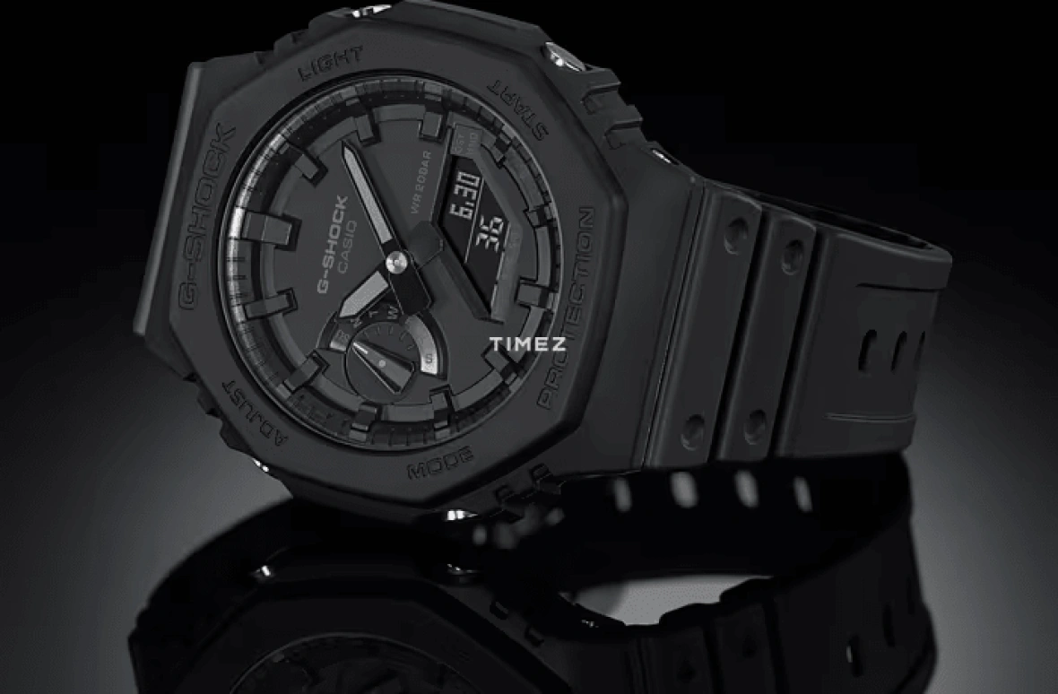 Casio,G-SHOCK 48.50mm,48.50mm,Resin,Black,Red,Quartz,Chronograph,Annual Calendar,Month,Date,Closed,GA,GA-2100-1A1
