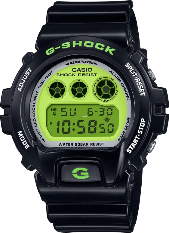 Casio,G-Shock 6900 53.20x50mm,53.20x50mm,Resin,Bio-sourced,Green,Quartz,Countdown,Chronograph,Month,Date,Hardlex,Round,DW6900RCS,DW6900RCS-1