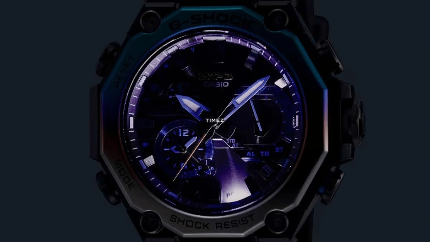 Casio,MTG 55.10x49.80mm,55.10x49.80mm,Stainless Steel,Grey,Blue,Quartz,Countdown,Chronograph,Month,Date,Hardlex,Round,MTGB2000YST,MTGB2000YST-1