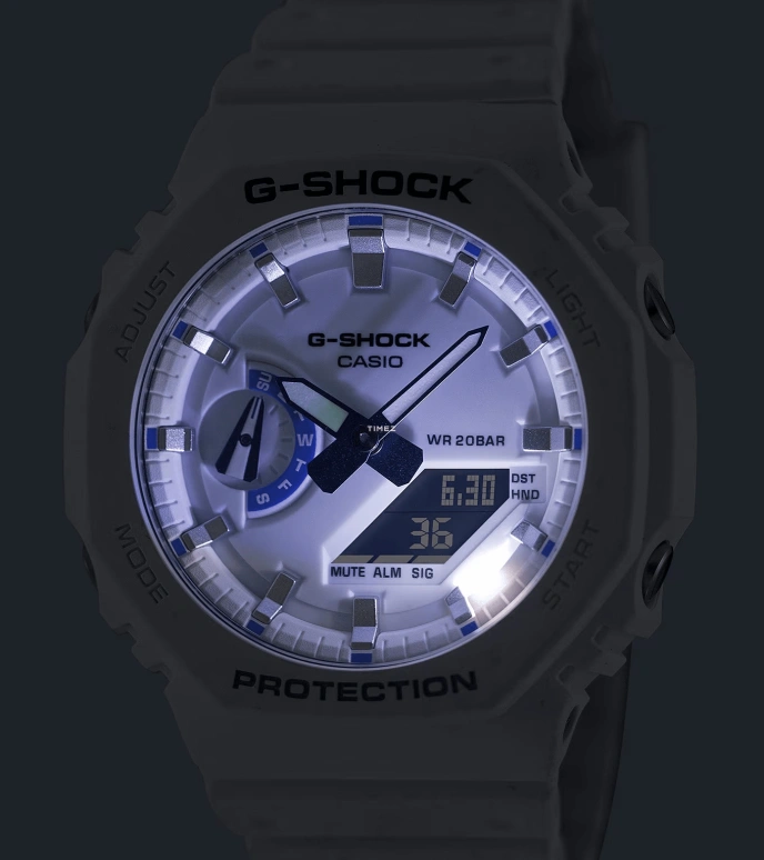 Casio,G-SHOCK 48.50x45.40mm,48.50x45.40mm,Carbon,Bio-sourced,Resin,White,Quartz,Countdown,Chronograph,Month,Date,Hardlex,Octagon,GA2100HDS,GA2100HDS-7A