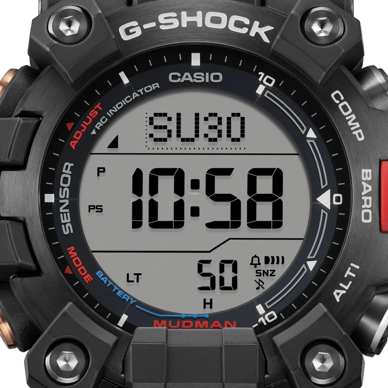 Casio,MASTER OF G - LAND 52.70mm,52.70mm,Bio-sourced,Resin,Black,Grey,Quartz,Countdown,Chronograph,Month,Date,Hardlex,Round,GW9500TLC,GW9500TLC-1