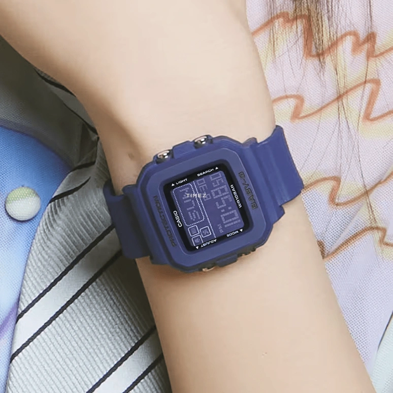 Casio,BGD-10 42.80x39mm,42.80x39mm,Resin,Purple,Quartz,Countdown,Chronograph,Month,Date,Hardlex,Square,BGD10K,BGD10K-2