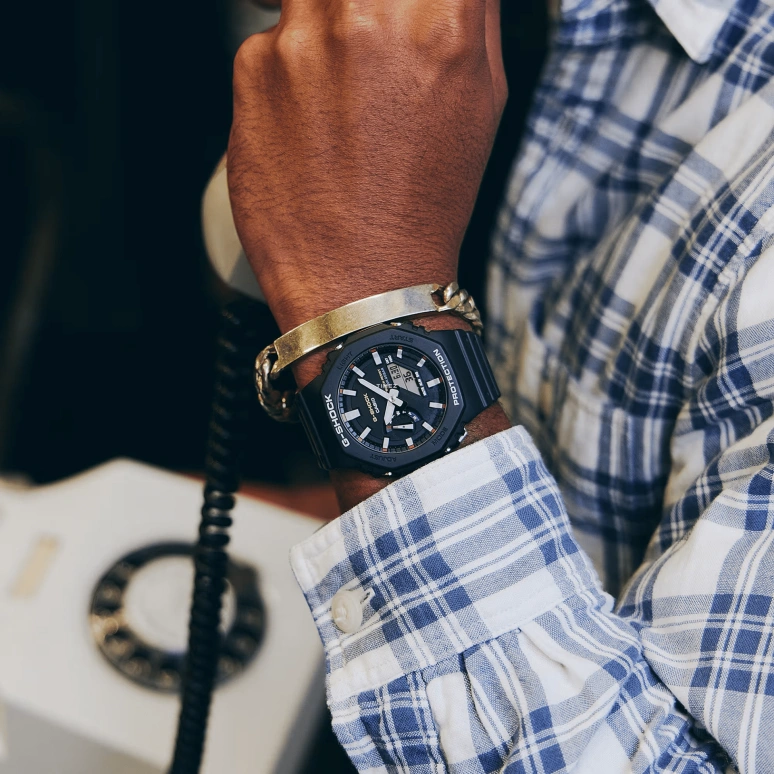 Casio,G-SHOCK 45.40mm,45.40mm,Carbon,Bio-sourced,Resin,Black,Quartz,Countdown,Chronograph,Month,Date,Hardlex,Octagon,GA2100RL,GA2100RL-1A