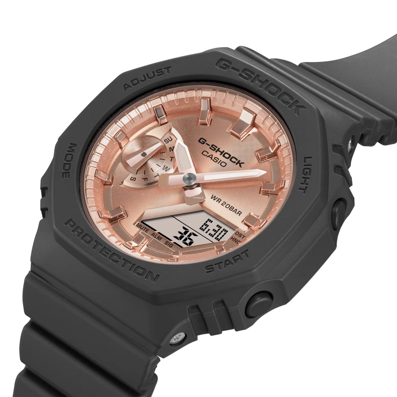 Casio,G-SHOCK 42.90mm,42.90mm,Carbon,Resin,Rose Gold,Quartz,Countdown,Chronograph,Month,Date,Hardlex,Octagon,GMAS2100MD1A