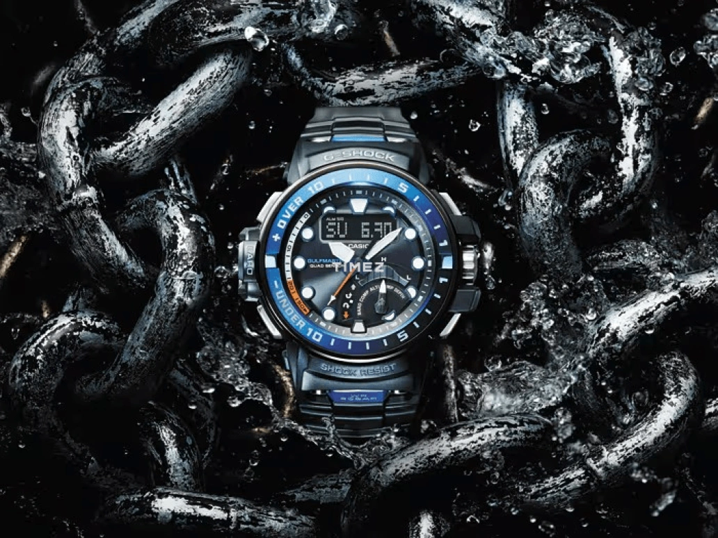 Casio,MASTER OF G - SEA 57.30mm,57.30mm,Resin,Stainless Steel,Black,Quartz,Countdown,Chronograph,Month,Date,Sapphire,Round,GWNQ1000,GWNQ1000-1A
