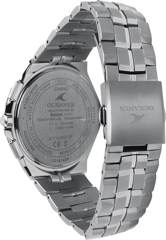 Casio,OCEANUS 48.80x42.30mm,48.80x42.30mm,Titanium,Blue,Quartz,Date,Day,Power Reserve Indicator,World Time,Sapphire,Crystal Glass,Round,OCWS5000APA2