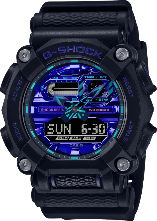 Casio,G-SHOCK 52.80x49.50mm,52.80x49.50mm,Resin,Purple,Quartz,Countdown,Chronograph,Month,Date,Hardlex,Round,GA900VB,GA900VB-1A