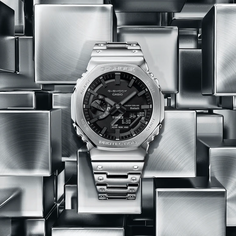 Casio,G-SHOCK 44.40mm,44.40mm,Stainless Steel,Black,Quartz,Countdown,Chronograph,Month,Date,Hardlex,Octagon,GMB2100D,GMB2100D-1A