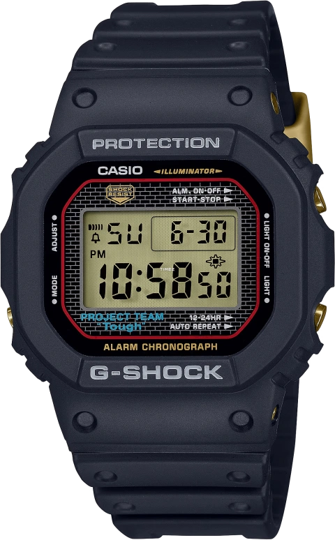 Casio,5600 48.90x42.80mm,48.90x42.80mm,Resin,Bio-sourced,Stainless Steel,Black,Yellow,Quartz,Countdown,Chronograph,Month,Date,Hardlex,Square,DW5040PG,DW5040PG-1
