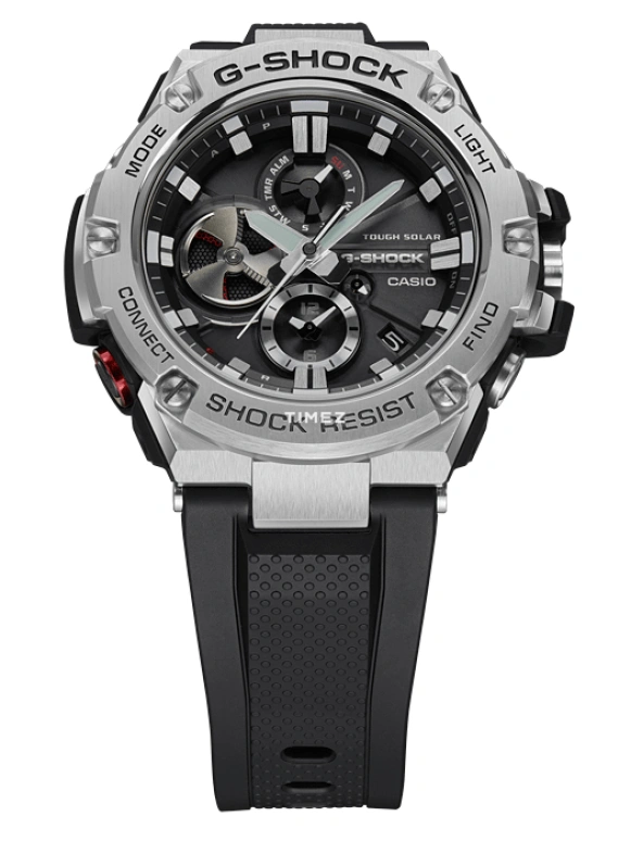 Casio,G-STEEL 58.10x53.80mm,58.10x53.80mm,Stainless Steel,Black,Quartz,Smartwatch,Mineral,Glass,GST,GST-B100-1A