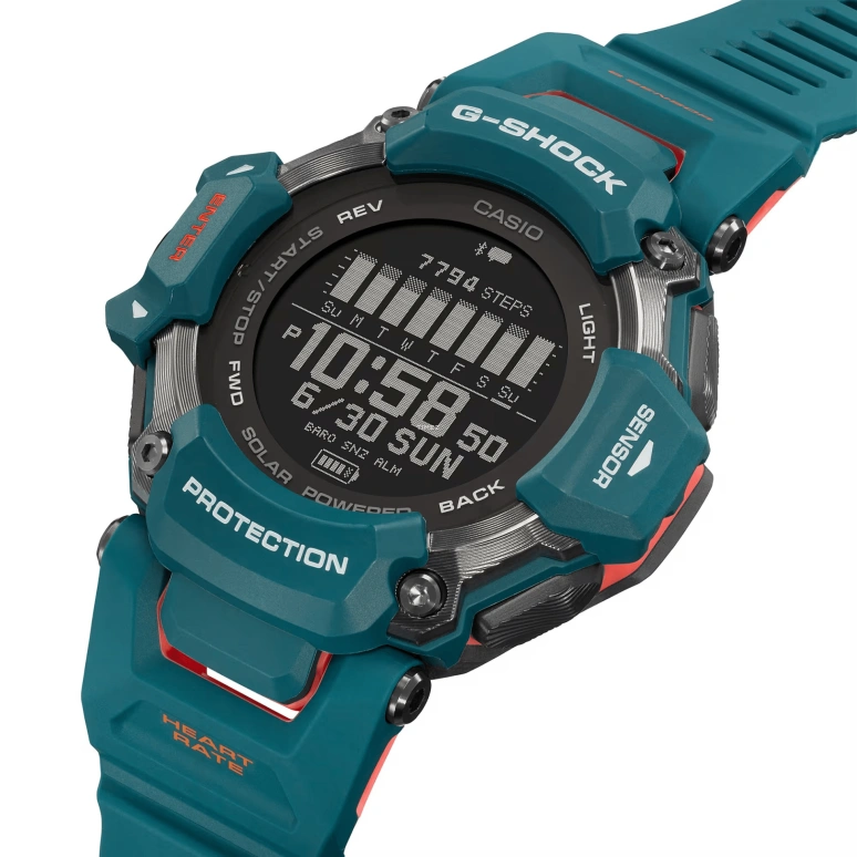 Casio,G-SHOCK 59.60x52.60mm,59.60x52.60mm,Bio-sourced,Resin,Black,Quartz,Countdown,Chronograph,Month,Date,Hardlex,Round,GBDH2000,GBDH2000-2