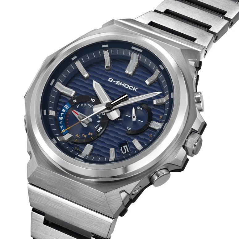 Casio,G-STEEL 46.90x44.20mm,46.90x44.20mm,Stainless Steel,Bio-sourced,Carbon,Blue,Quartz,Countdown,Chronograph,Date,Day,Hardlex,Octagon,GSTB1000D,GSTB1000D-2A