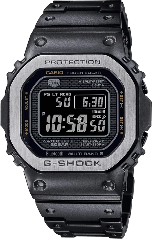 Casio,G-SHOCK 49.30x43.20mm,49.30x43.20mm,Stainless Steel,Black,Quartz,Countdown,Chronograph,Month,Date,Hardlex,Square,GMWB5000MB,GMWB5000MB-1