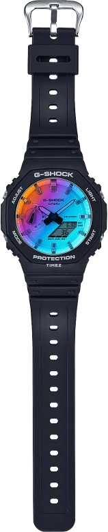Casio,G-SHOCK 48.50x45.40mm,48.50x45.40mm,Resin,Carbon,Gradient,Blue,Quartz,Countdown,Chronograph,Month,Date,Hardlex,Octagon,GA2100SR,GA2100SR-1A