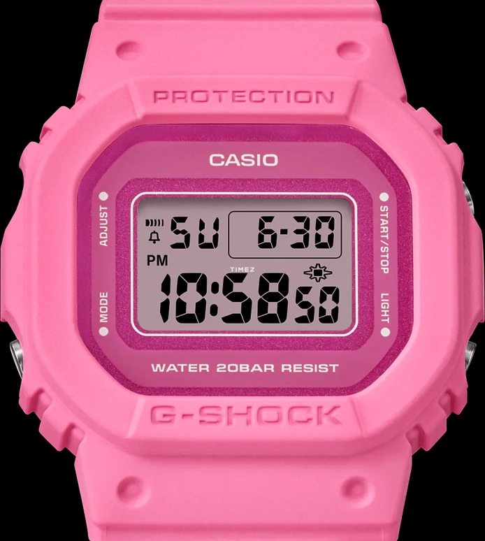 Casio,G-SHOCK 45.70x40.50mm,45.70x40.50mm,Bio-sourced,Resin,Pink,Quartz,Countdown,Chronograph,Month,Date,Hardlex,Glass,Square,GMDS5610PP,GMDS5610PP-4