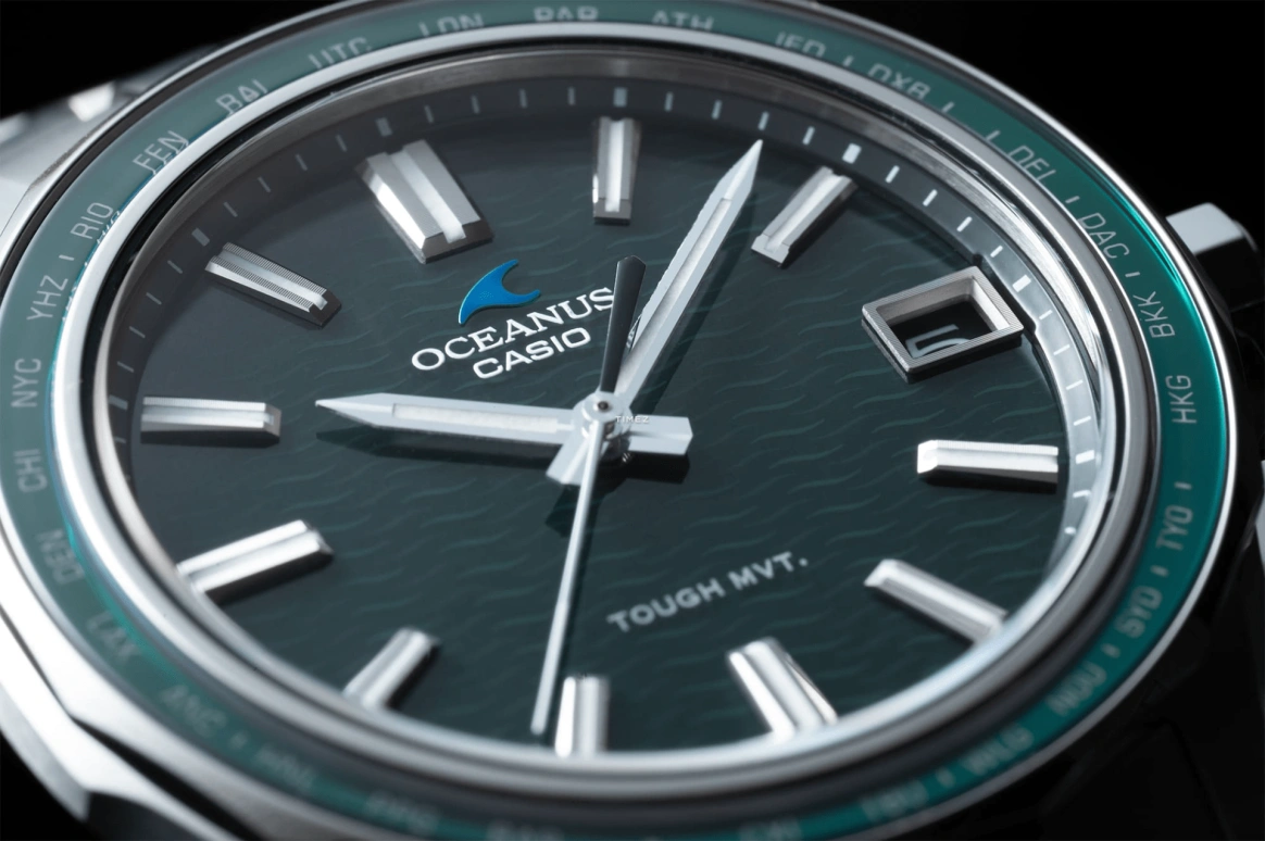 Casio,OCEANUS 46.50x41.30mm,46.50x41.30mm,Titanium,Dark Green,Quartz,Day,World Time,Solar Charging,OCWS400,OCWS400-3A