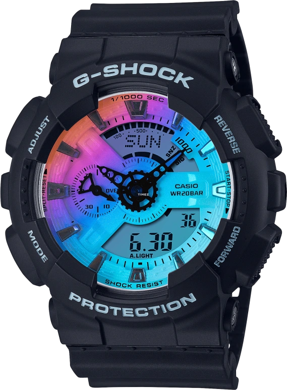 Casio,G-Shock GA-110 51.20mm,51.20mm,Resin,Gradient,Blue,Purple,Quartz,Countdown,Chronograph,Month,Date,Hardlex,Round,GA110SR,GA110SR-1A