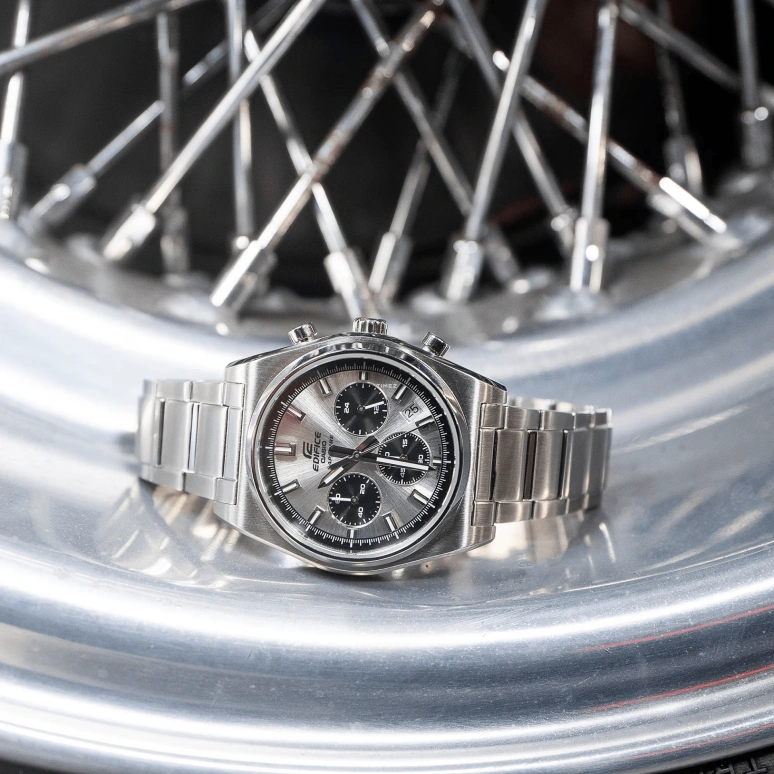 Casio,EDIFICE 40mm,40mm,Stainless Steel,Grey,Quartz,Chronograph,Day,EFB730D,EFB730D-7AV