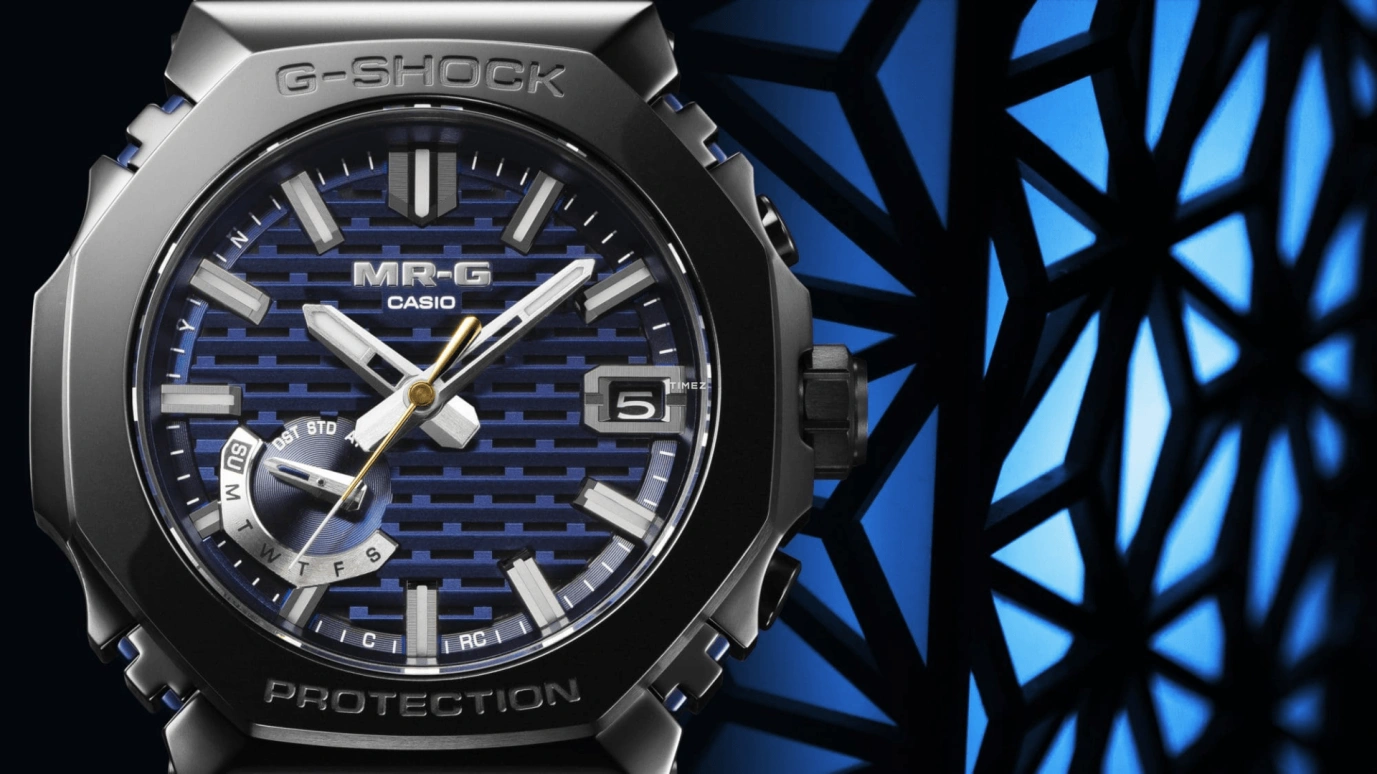 Casio,MR-G 49.50x44.40mm,49.50x44.40mm,Titanium,Cobalt Alloy,Blue,Black,Quartz,Date,Day,Retrograde,MRGB2100R,MRGB2100R-2A
