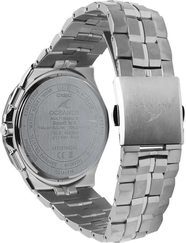 Casio,OCEANUS 48.80x42.30mm,48.80x42.30mm,Titanium,Black,Quartz,Date,Day,World Time,OCWS5000ME1A