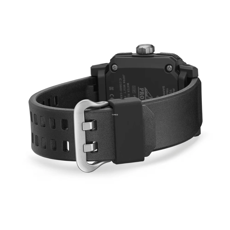Casio,PROTREK 50.80x45.80mm,50.80x45.80mm,Resin,Stainless Steel,Bio-sourced,Black,Quartz,Countdown,Chronograph,Month,Date,Sapphire,Crystal Glass,Square,PRWB1000,PRWB1000-1