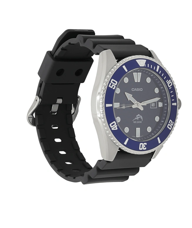 Casio,ANALOGUE 49.50x46.30mm,49.50x46.30mm,Stainless Steel,Aluminium,Blue,Quartz,Day,Plexi,Glass,MDV106B,MDV106B-2AV