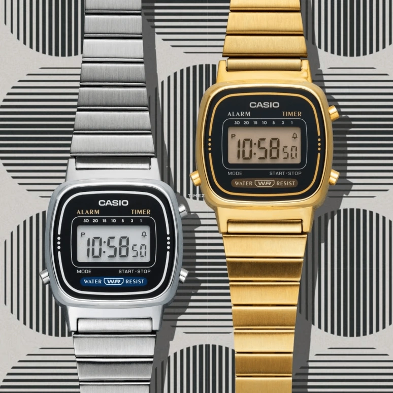 Casio,VINTAGE 30.30x24.60mm,30.30x24.60mm,Resin,Black,Grey,Quartz,Countdown,Chronograph,Month,Date,Plexi,Glass,Square,LA670WGA,LA670WGA-1