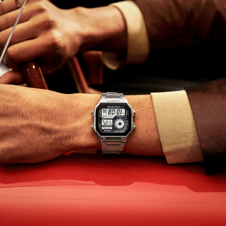Casio,DIGITAL 45x42.10mm,45x42.10mm,Resin,Black,Quartz,Chronograph,Month,Date,Day,Plexi,Square,AE1200WHD,AE1200WHD-1A