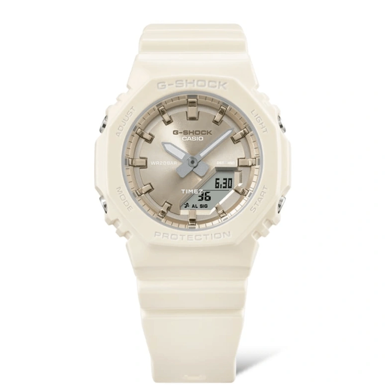 Casio,G-SHOCK 40.20mm,40.20mm,Bio-sourced,Resin,White,Quartz,Countdown,Chronograph,Month,Date,Hardlex,Octagon,GMAP2100ST7A