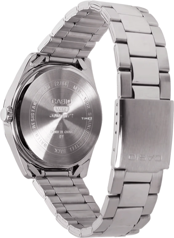 Casio,VINTAGE 44.20x38.50mm,44.20x38.50mm,Stainless Steel,Black,Quartz,Day,Hardlex,MTP1302D,MTP1302D-1A1VT