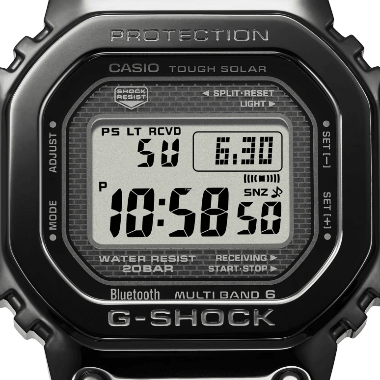 Casio,G-SHOCK 49.30x43.20mm,49.30x43.20mm,Stainless Steel,Grey,Quartz,Countdown,Chronograph,Perpetual Calendar,Month,Hardlex,Square,GMW,GMW-B5000EH-1