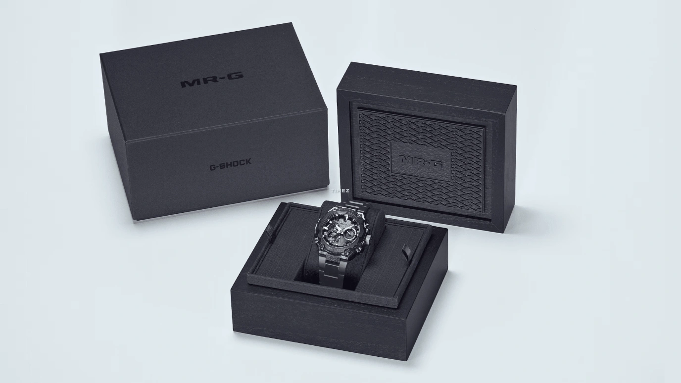 Casio,MR-G 54.70x49.80mm,54.70x49.80mm,Titanium,Black,Quartz,Countdown,Chronograph,Month,Date,Sapphire,Crystal Glass,Round,MRGB2000JS,MRGB2000JS-1A