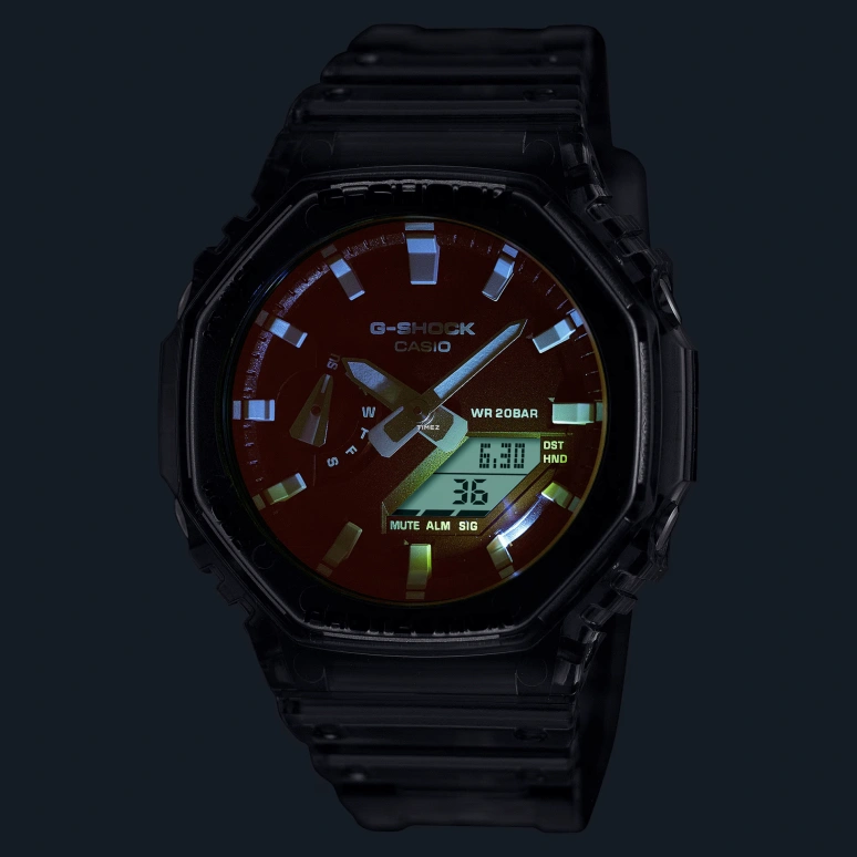 Casio,G-SHOCK 48.50x45.40mm,48.50x45.40mm,Carbon,Resin,Gradient,Blue,Quartz,Countdown,Chronograph,Month,Date,Hardlex,Octagon,GA2100TLS,GA2100TLS-8A