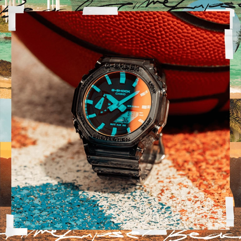 Casio,G-SHOCK 48.50x45.40mm,48.50x45.40mm,Carbon,Resin,Gradient,Blue,Quartz,Countdown,Chronograph,Month,Date,Hardlex,Octagon,GA2100TLS,GA2100TLS-8A