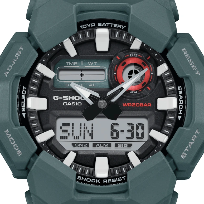 Casio,G-SHOCK 51.90mm,51.90mm,Bio-sourced,Carbon,Resin,Black,Quartz,Countdown,Chronograph,Month,Date,Hardlex,Round,GA010,GA010-2A