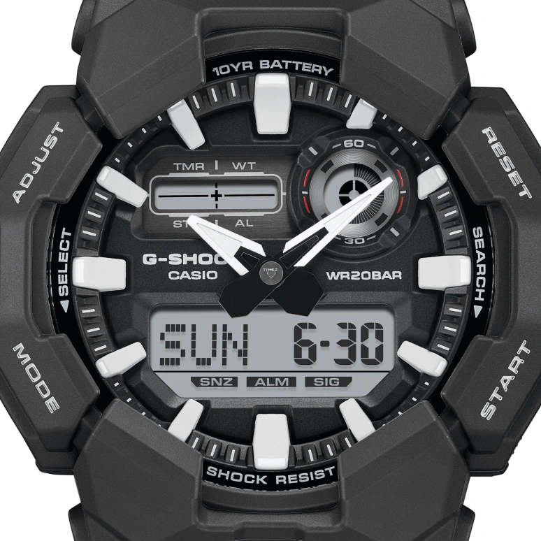 Casio,G-SHOCK 51.90mm,51.90mm,Bio-sourced,Carbon,Resin,Black,Quartz,Countdown,Chronograph,Month,Date,Hardlex,Round,GA010,GA010-1A