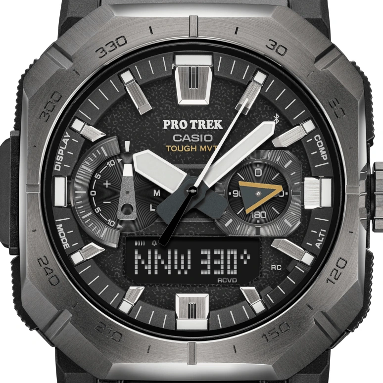 Casio,PROTREK 50.80x45.80mm,50.80x45.80mm,Resin,Stainless Steel,Bio-sourced,Black,Quartz,Countdown,Chronograph,Month,Date,Sapphire,Crystal Glass,Square,PRWB1000,PRWB1000-1