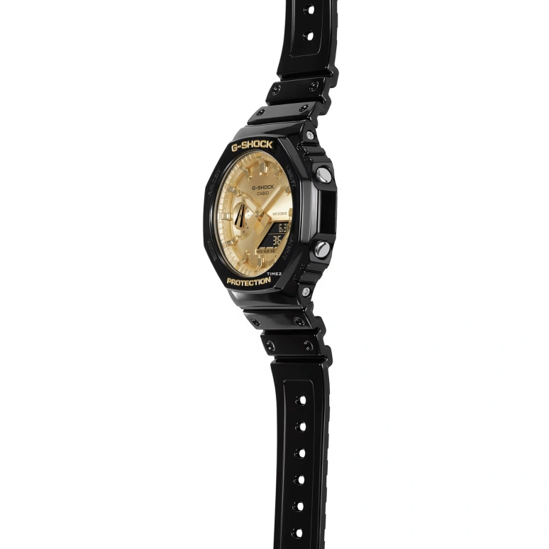 Casio,G-SHOCK 48.50x45.40mm,48.50x45.40mm,Carbon,Resin,Gold,Quartz,Countdown,Chronograph,Month,Date,Hardlex,Octagon,GA2100GB,GA2100GB-1A