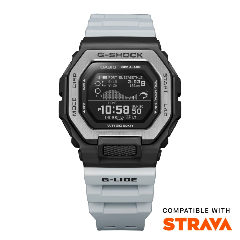 Casio,G-LIDE 50.90x46mm,50.90x46mm,Resin,Stainless Steel,Black,Quartz,Countdown,Chronograph,Month,Date,Hardlex,Square,GBX100TT,GBX100TT-8