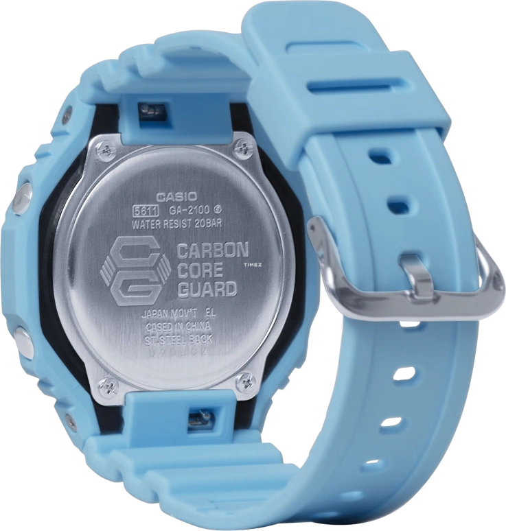Casio,G-SHOCK 48.50x45.40mm,48.50x45.40mm,Carbon,Bio-sourced,Resin,Blue,Quartz,Countdown,Chronograph,Month,Date,Hardlex,Octagon,GA2100,GA2100-2A2
