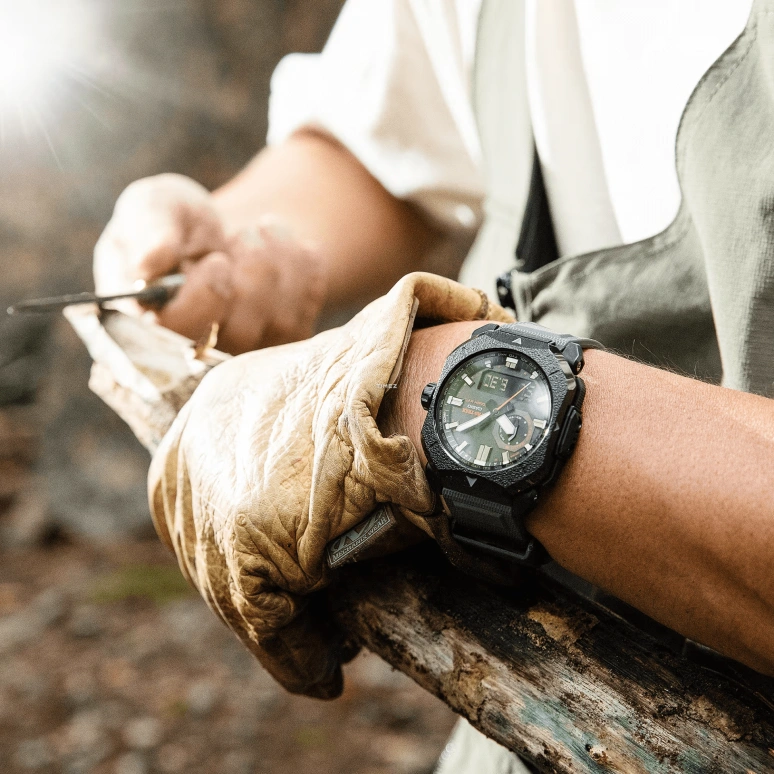 Casio,PROTREK 49.60x44.80mm,49.60x44.80mm,Bio-sourced,Stainless Steel,Black,Quartz,Countdown,Chronograph,Month,Date,Plexi,Glass,Octagon,PRW6900BF,PRW6900BF-1