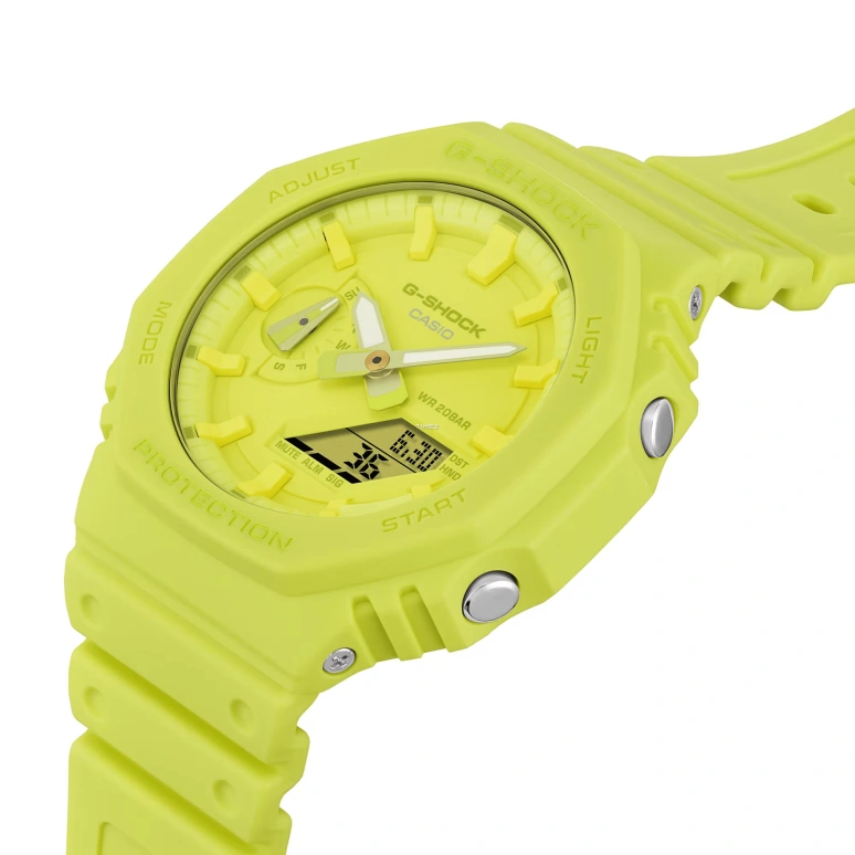 Casio,G-SHOCK 48.50x45.40mm,48.50x45.40mm,Carbon,Bio-sourced,Resin,Yellow,Quartz,Countdown,Chronograph,Month,Date,Hardlex,Round,GA2100,GA2100-9A9