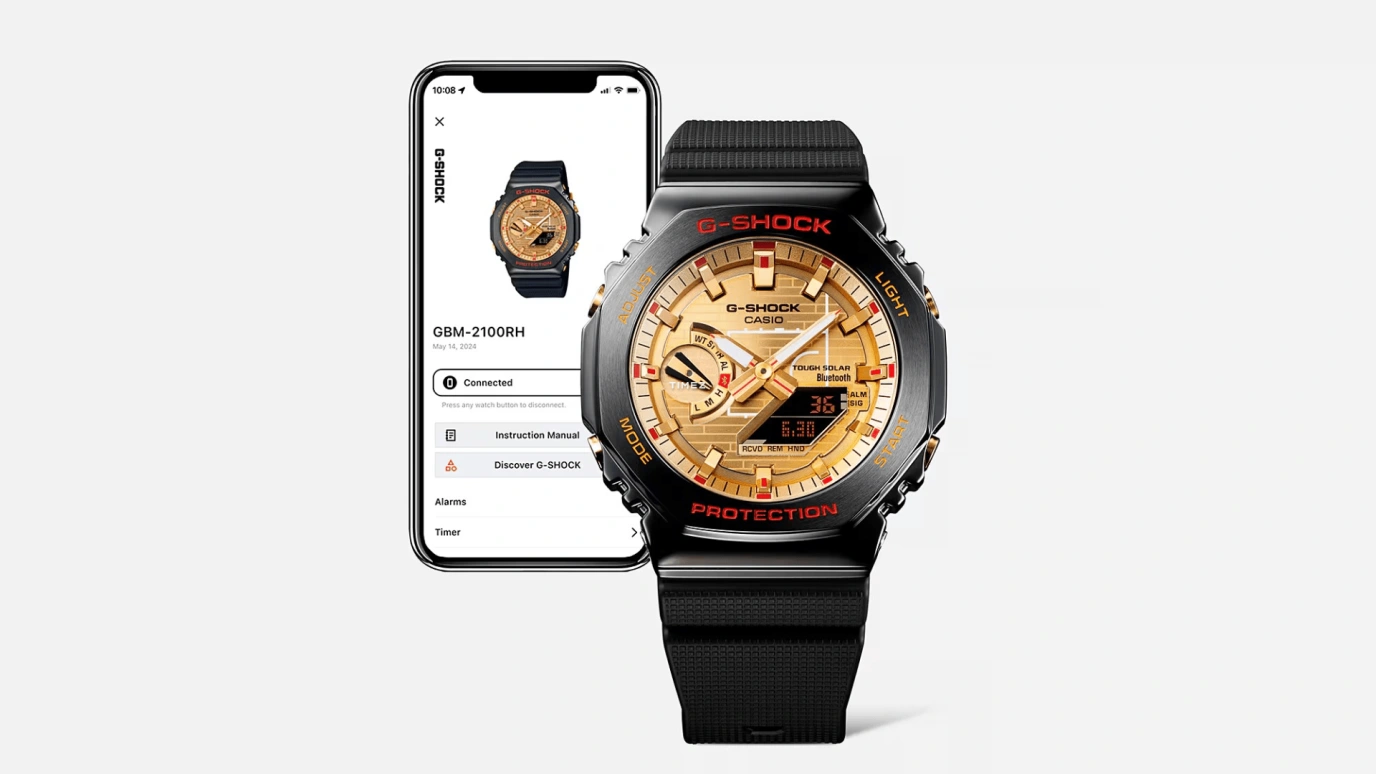 Casio,G-SHOCK 44.40mm,44.40mm,Bio-sourced,Resin,Gold,Quartz,Countdown,Chronograph,Month,Date,Hardlex,Octagon,GBM2100RH,GBM2100RH-1A
