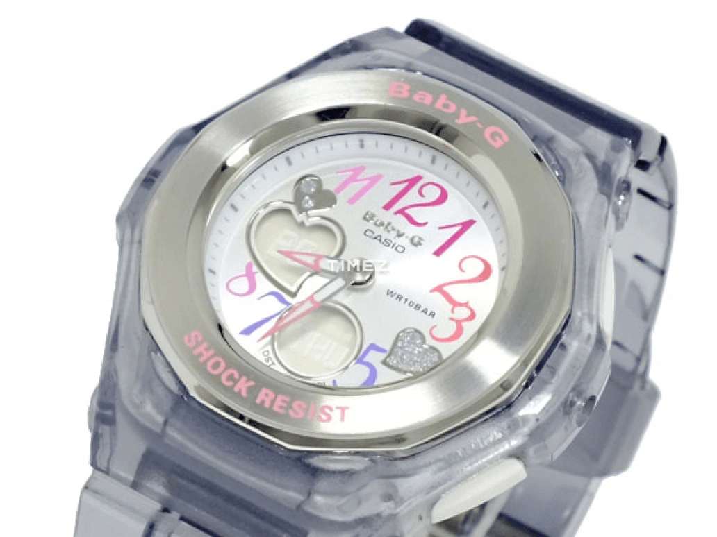Casio,BABY-G 39mm,39mm,Plastic,Silver,Quartz,BGA,BGA-101-8B