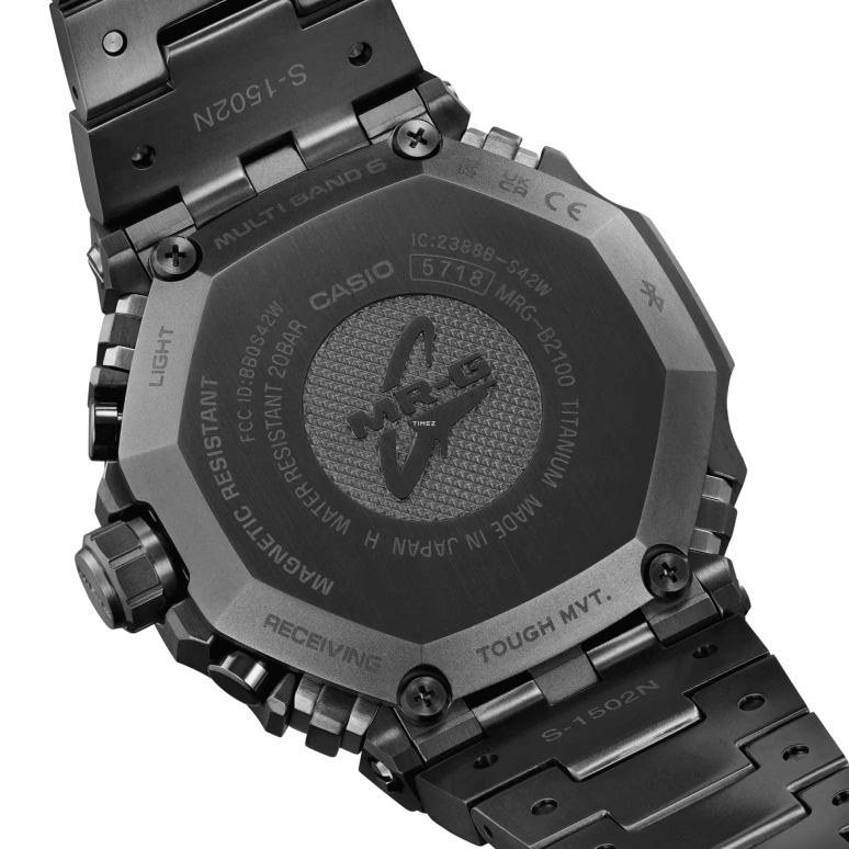 Casio,MR-G 49.50x44.40mm,49.50x44.40mm,Titanium,Cobalt Alloy,Black,Quartz,Date,Day,Retrograde,Anti-magnetic,Sapphire,Crystal Glass,Octagon,MRGB2100B,MRGB2100B-1A