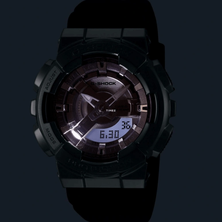 Casio,G-SHOCK 46x42mm,46x42mm,Resin,Stainless Steel,Silver,Quartz,Countdown,Chronograph,Month,Date,Hardlex,Round,GMS110,GMS110-1A
