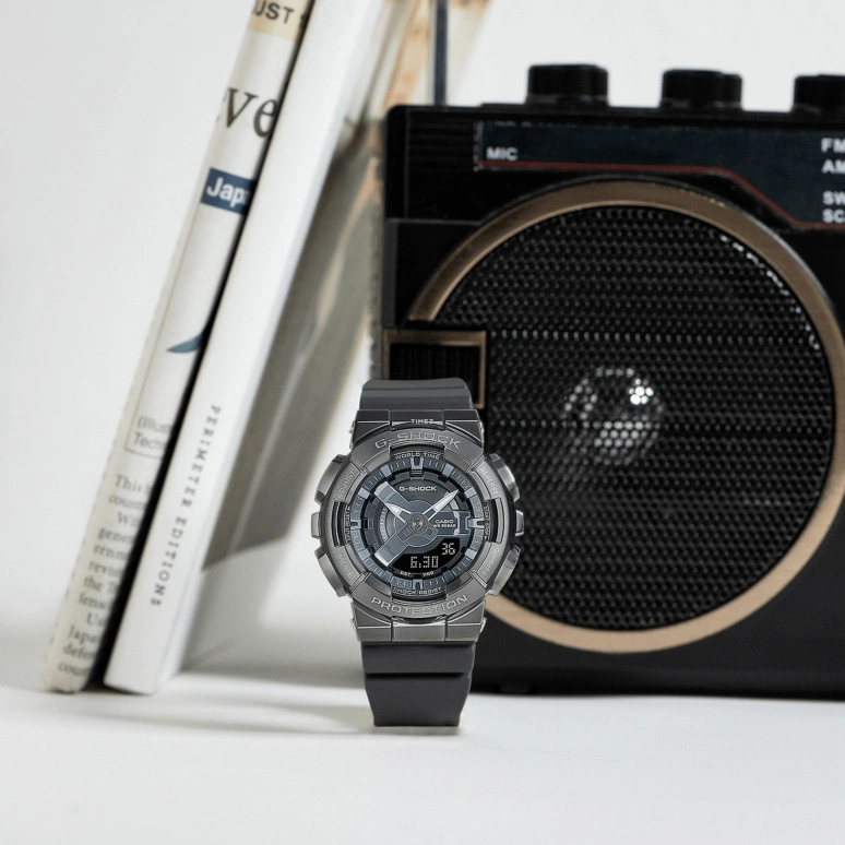 Casio,G-SHOCK 46x42mm,46x42mm,Resin,Stainless Steel,Grey,Quartz,Countdown,Chronograph,Month,Date,Hardlex,Round,GMS110B,GMS110B-8A