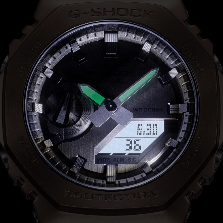 Casio,G-STEEL 49.30x44.40mm,49.30x44.40mm,Resin,Grey,Quartz,Countdown,Chronograph,Month,Date,Hardlex,Octagon,GM2100MF,GM2100MF-5A