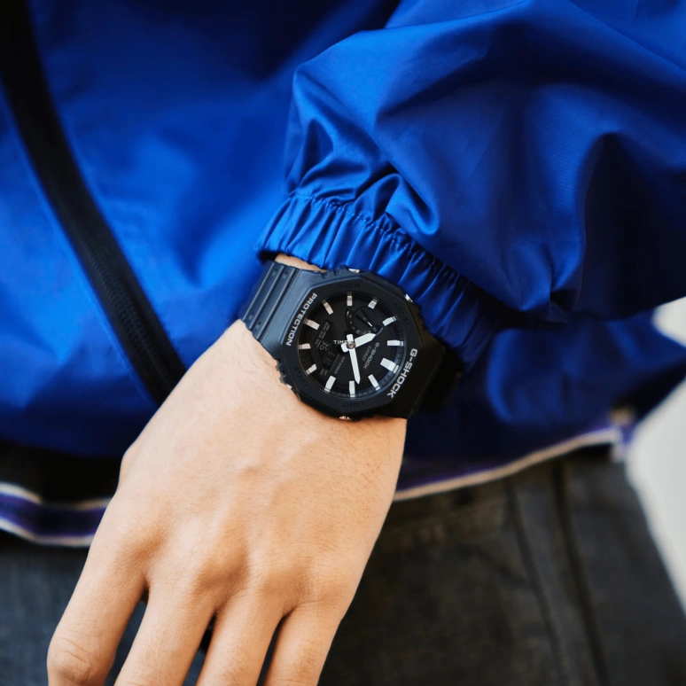 Casio,G-SHOCK 45.40mm,45.40mm,Resin,Carbon,Black,Quartz,Countdown,Chronograph,Month,Date,Octagon,GA2100,GA2100-1A